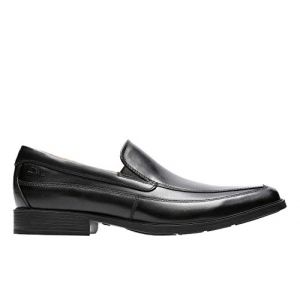 Clarks Tilden Mens Gratuit Larges Cuir Mocassins 9 UK/43 EU Noir