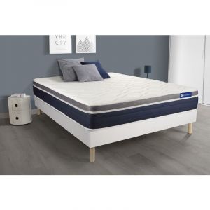 Ensemble ACTIFLEX CONFORT Matelas Ressorts ensac s+m&eacute;moire de forme 140x190cm Maxi &eacute;paisseur + sommier KIT blanc