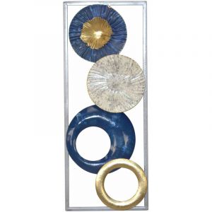 Décoshop26 Décoration murale a suspendre motif métal bleu/or 20x3x50 cm - bleu