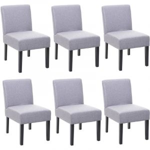 Décoshop26 Lot de 6 chaises à manger en tissu gris pieds en bois design simple siège extra long 04_0002121