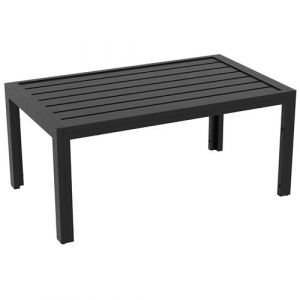 Outsunny Table basse de jardin rectangulaire dim. 101,5 x 61 x 46 cm plateau &agrave; lattes m&eacute;tal &eacute;poxy noir