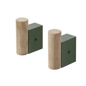 Image de Muuto Patère Hook / Set de 2 vert,chêne naturel en métal