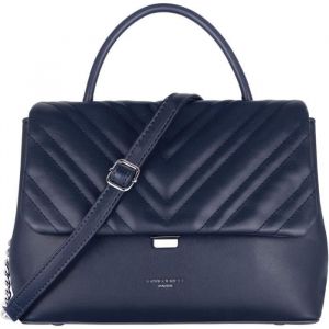 David Jones Sac Bandoulière Rabat Matelassé Chevron Femme - Sac à Main Cuir PU Porté Epaule - Besace Pochette Forme Cartable Poignée Chaînes Taille Moyenne - Sac Elegant Mode Tendance Chic - Bleu