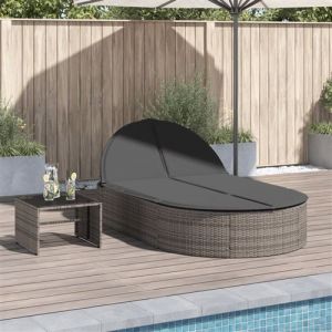 VidaXL Chaise longue double avec coussins gris résine tressée 368648
