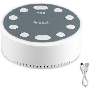 Machine à bruit blanc - Veilleuse - 6 sons - Rechargeable - pour tous les âges - USB-C - Gris - par Saaf