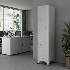 Casier métallique avec 2 portes Joroinen acier laqué 180 x 38 x 45 cm gris