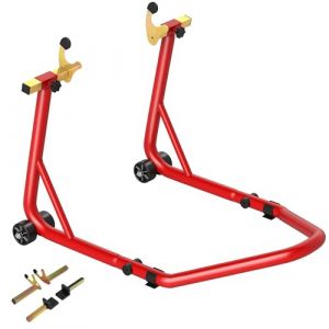 Homcom Bloque roue de moto pour pneu arrière - capacité 544 kg - avec fourches réglables en U et L - en acier - rouge