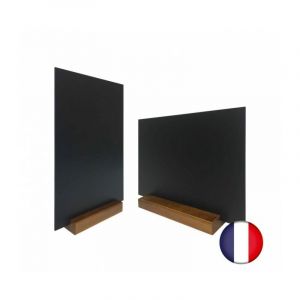Interface Plv - Porte menu de table en bois couleur chêne dimensions 21 x 6,5 x 2,4 cm avec ardoise A4 - Lot de 2 - Chêne