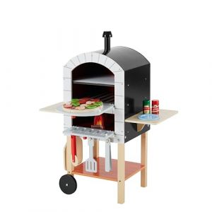 Teamson Kids Four a Pizza et 24 Accessoires pour Enfant Gris Naturel