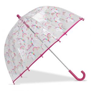 Isotoner Parapluies Parapluie Enfant transparent PVC/Licorne Arc-en-ciel