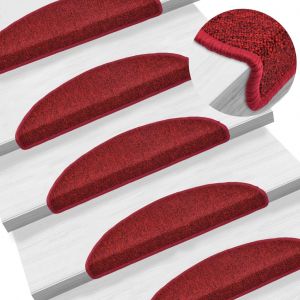 VidaXL Tapis d'escalier 10 pcs 56x20 cm Rouge bordeaux