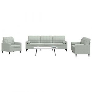 VidaXL Ensemble de canapés 3 pcs et coussins et traversins velours, canapé, siège de canapé, canapé relax, canapé confort, fauteuil de télévision