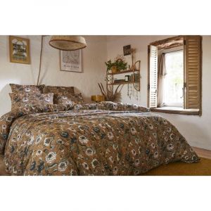 Housse de couette 200 x 200 cm double gaze de coton imprimée Camélia