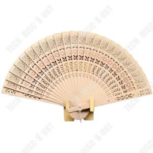TD Lot de 10 éventails en bois pour dames tendance moderne de style asiatique en tissu de fête en bambou