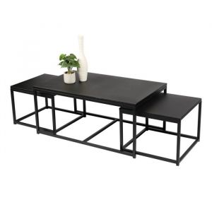 Meublorama - Ensemble 3 tables d'appoint gigognes carrées soho – Style industriel – Noir