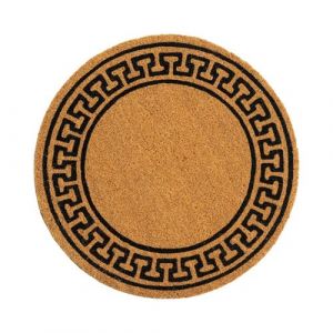 Lot de 2 paillasson rond en fibre de coco coloris naturel tapis d'entrée intérieur et extérieur - Diamètre 60 x Hauteur 1.5 cm -JUANIO-
