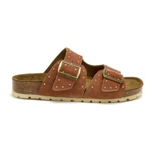 Mules cuir velours à boucles femme Pédiconfort