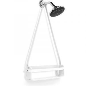 Image de Umbra Flex Single Shower Caddy. Caddie de douche Flex. Organiseur de douche à étagère, à suspendre, coloris blanc.