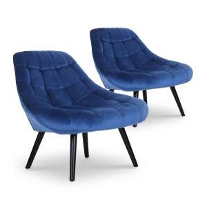 Menzzo Lot de 2 fauteuils Danios Velours Bleu