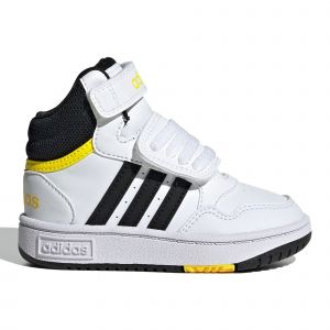Adidas Hoops Mid 3.0 AC I, Sneaker, FTWR White/Core Black/Beam Yellow, Numeric_23 EU