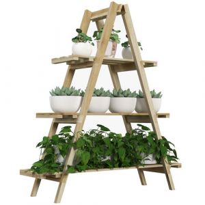 Outsunny Étagère à fleurs pyramidale en bois - 3 étagères - bois sapin pré-huilé