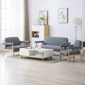 Image de VidaXL Ensemble de canapé pour 6 personnes 3 pcs Tissu Gris clair