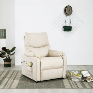 VidaXL Sill&oacute;n masajeador reclinable tela crema