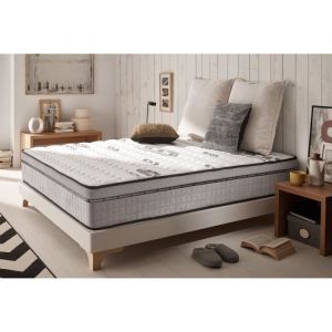 Naturalex - Matelas Carbone Plus 140x190 Mousse à Mémoire de Forme hd - Épais 24 cm - Accueil Latex + hr - 7 Zones Grand Confort - Blanc