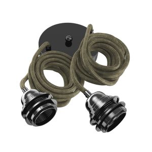 Hang-2 Suspension Plafonnier en Lin Français - Kaki - 2 fils 2,50m