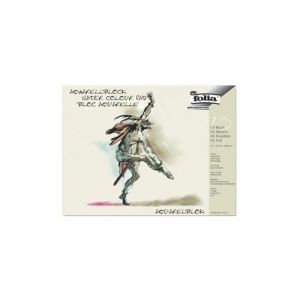 Folia 8331 Lot de 10 feuilles de papier aquarelle quadruple coll&eacute;es 4 plis Blanc 200 g/m&sup2; env. 18 x 24 cm