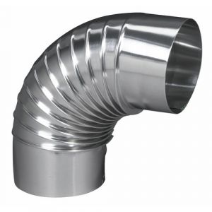 Image de Ten Coude EQ 90° plissé Inox 304 diamètre 97 mm simple paroi