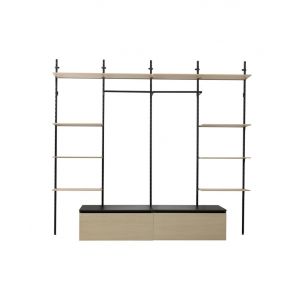 Image de Dressing ouvert modulable en bois et métal - Noir