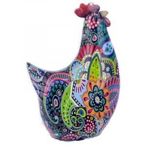 By SIGRIS Figura Gallina Negro de Resina 16X6X11cm Figura de Animal Decoraci&oacute;n Hogar Figuras Decoracion