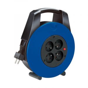 Brennenstuhl Enrouleur de Câble 4 Prises Rallonge Vario-Line 15m avec Poignée Ergonomique Noir / Bleu