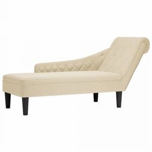 VidaXL Fauteuil long avec coussin et accoudoir droit cr&egrave;me tissu