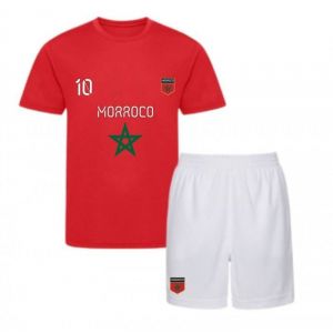 Ensemble Short Et Maillot De Foot Maroc Enfant (Taille 5/6 Ans,Couleur Blanc)