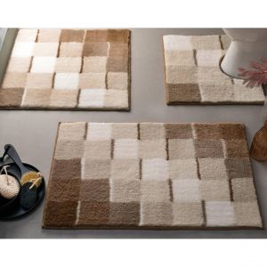 Tapis de WC MOSAIQUE beige en acrylique
