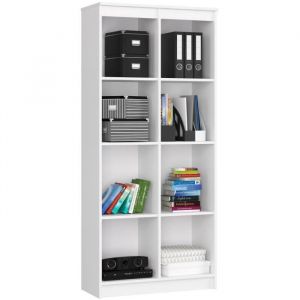 Akord - Bibliothèque de bureau R80 Blanche 80 cm façade Blanche 8 étagères 80x35x180 cm