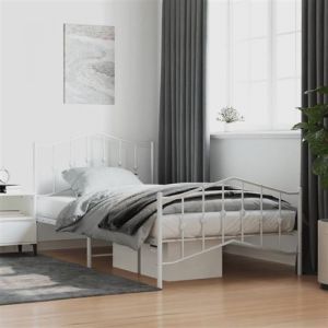 VidaXL Cadre de lit métal avec tête de lit/pied de lit blanc 100x200cm