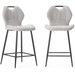 Calicosy Lot de 2 tabourets en tissu avec pieds en métal noir H65 cm - MULI