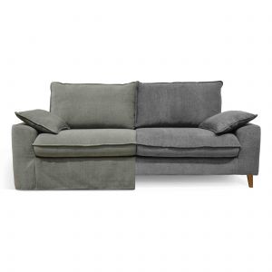 Canap&eacute; tissu vert gris avec une housse suppl&eacute;mentaire tissu gris clair