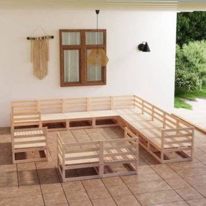 VidaXL Ensemble de treize canapés modulaires d'extérieur en pin massif sans coussins Vida XL