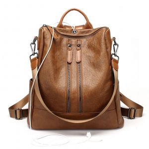 Sac à dos antivol femme facile à porter sac en cuir souple décontracté sac à dos femme simple épaule sac à la mode