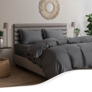 Tempur Home by - Housse de couette en 100% bambou soyeux - sans danger pour le fer à repasser et le sèche-linge - Anthracite - 200x220 cm - sans taie d'oreiller