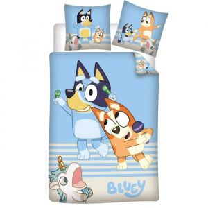Aymax Bluey Parure de Lit Enfant 100% Coton Imprimée Réversible Modèle Licorne Housse de Couette 140x200 cm Taie d’Oreiller 65x65 cm
