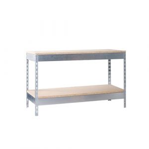 Simon Rack SimonRack &Eacute;tabli d&rsquo;Atelier avec &Eacute;tag&egrave;re Inf&eacute;rieure, Capacit&eacute; de Charge 400 kg, 900x1200x750 mm, Galvanis&eacute;/Bois - BT-Basic