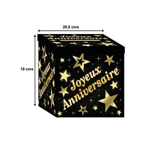 Image de Sud trading SLA Urne en Carton Joyeux Anniversaire Noir et doré