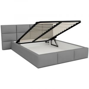 Kids Literie - Lit Denver 160x200 + coffre - Sommier inclus Gris clair - Gris clair