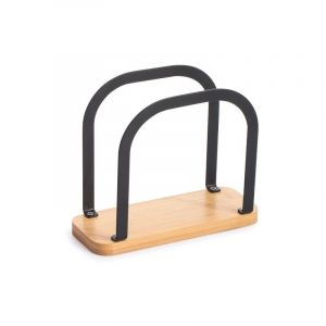 MSV Porte serviettes de tables Design industriel Bambou & Acier elie Noir mat Noir