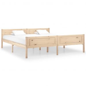 VidaXL Cadre de lit Bois de pin massif 180x200 cm - Brun